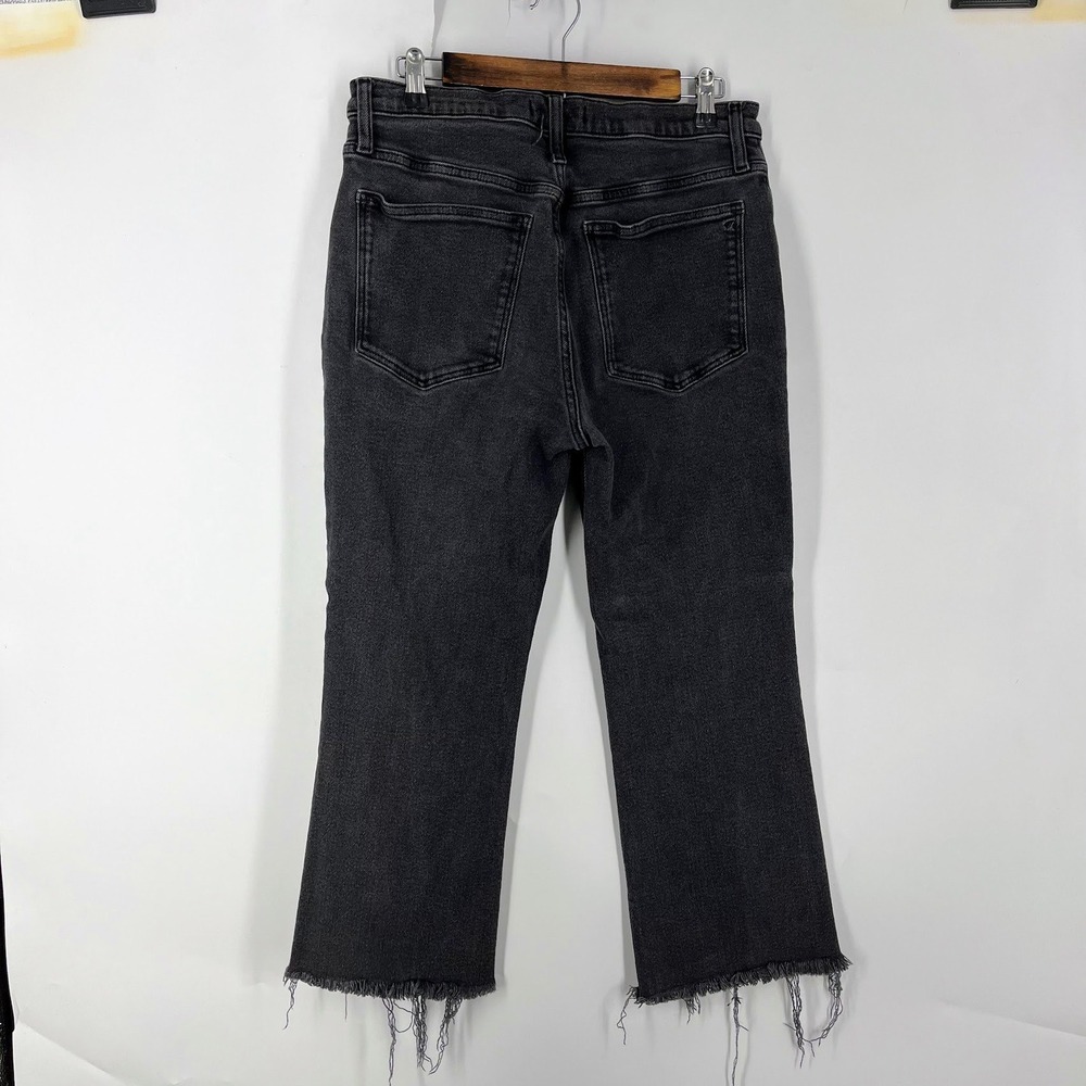 Madewell High-Rise Kick Out Jeans Faded Black Raw Hem Cropped Flare Pants Womens - Picture 2 of 15